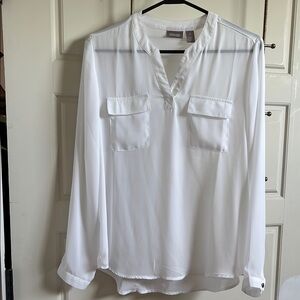 Chico’s White Long Sleeve sheer Blouse